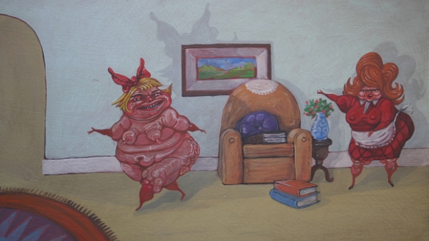 Matter Platter 2009 Comic Paneled Painting