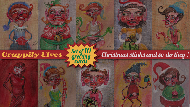 Crappity Elves Greeting Cards Christmas stinks and so do they!